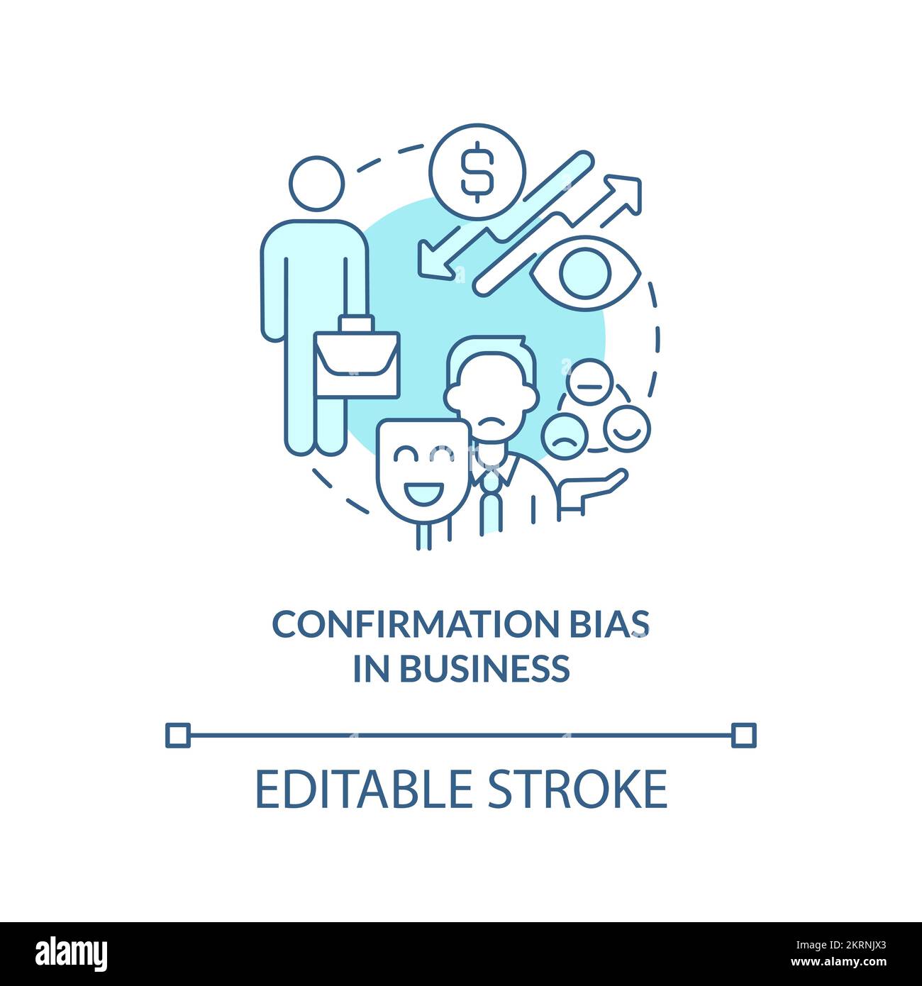 Confirmation Bias In Business Turquoise Concept Icon Stock Vector Image