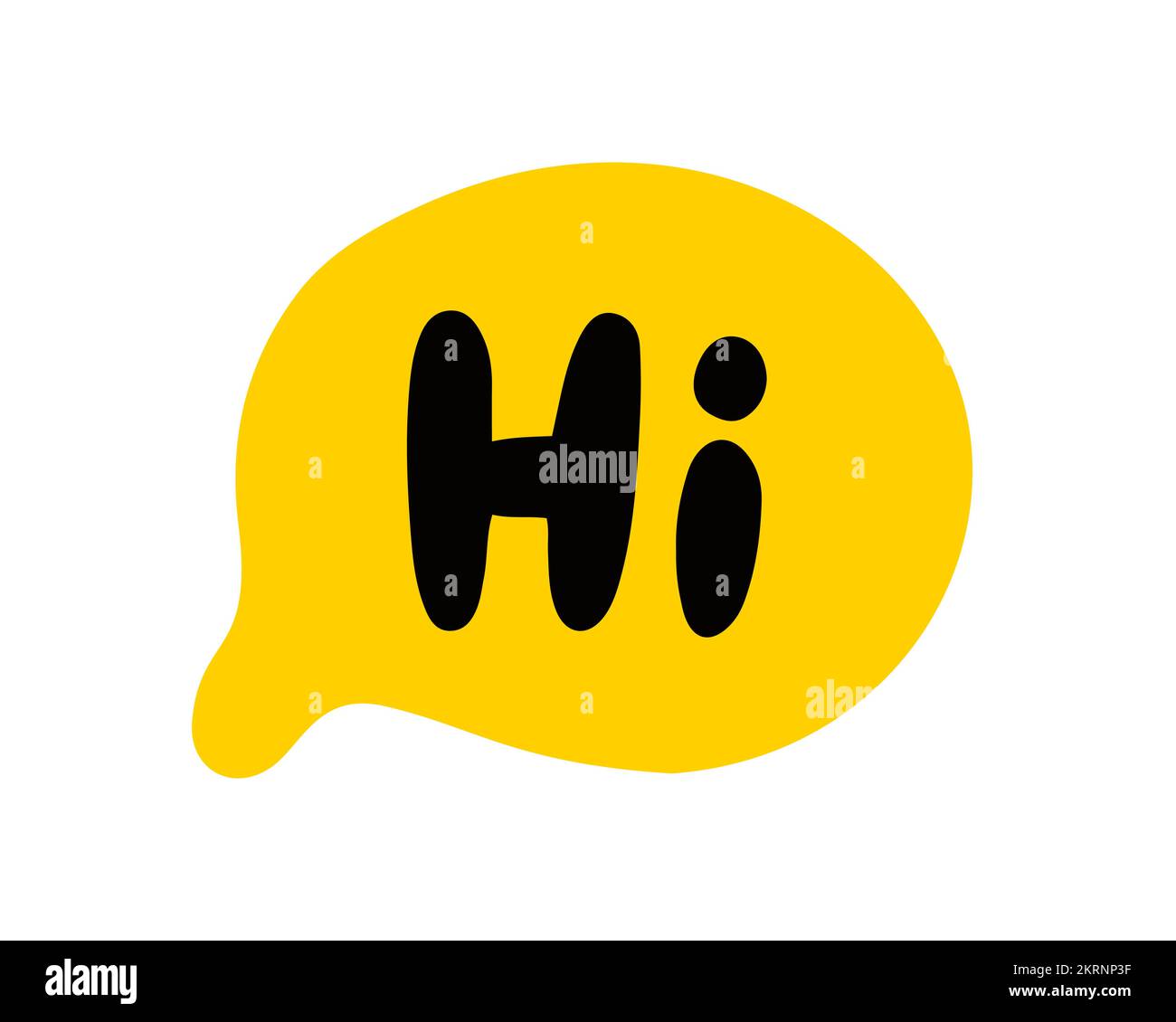 Hi Speech Bubble Hello Text Hand Drawn Quote Hi Icon Lettering