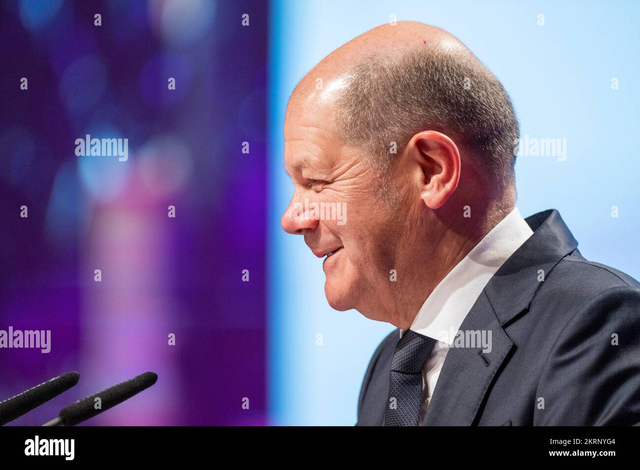 Berlin, Germany. 29th Nov, 2022. Chancellor Olaf Scholz (SPD) speaks at the 25th trade union