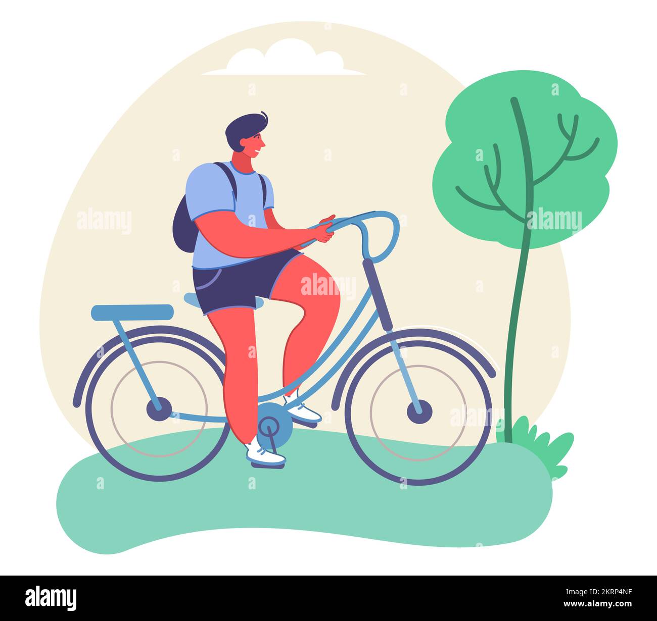 Young man riding bicycle vector city cyclist Stock Vector