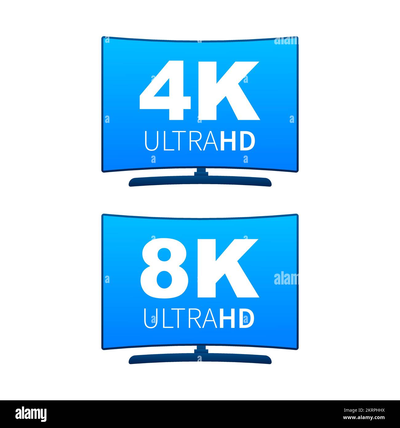 4K and 8K Ultra HD label. High technology. LED television display. Vector illustration. Stock Vector