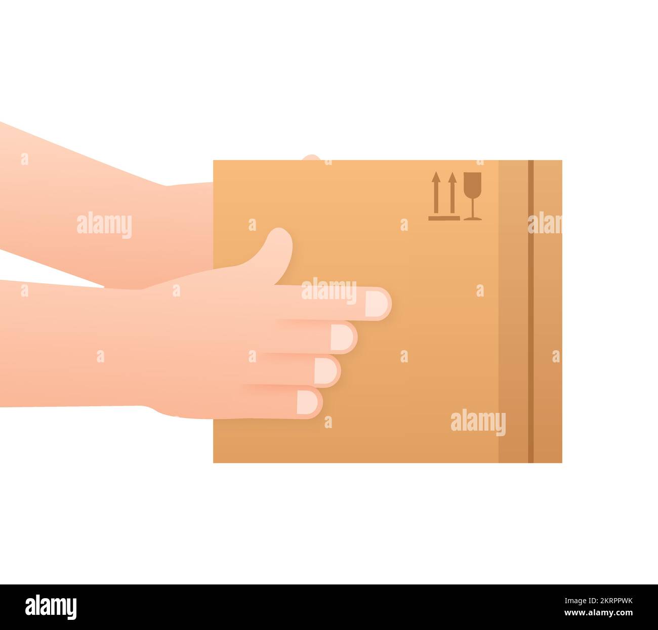 Hand holding package, box. Delivery and shipping concept. Vector stock illustration. Stock Vector