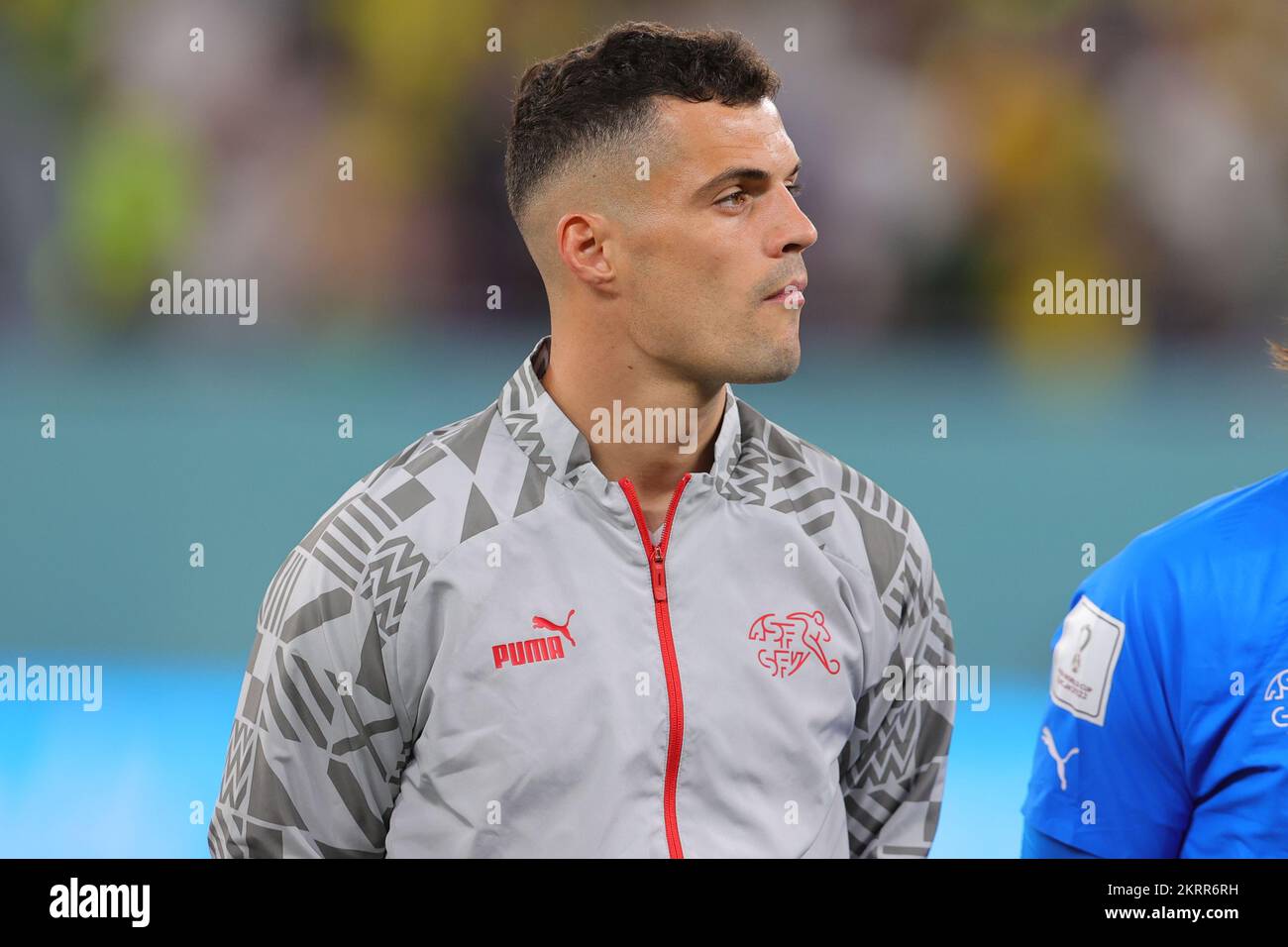 Doha, Qatar. 28th Nov, 2022. Granit Xhaka of Switzerland during the FIFA World Cup Qatar 2022 Group G match between Brazil and Switzerland at Stadium 974, Doha, Qatar on 28 November 2022. Photo by Peter Dovgan. Editorial use only, license required for commercial use. No use in betting, games or a single club/league/player publications. Credit: UK Sports Pics Ltd/Alamy Live News Stock Photo