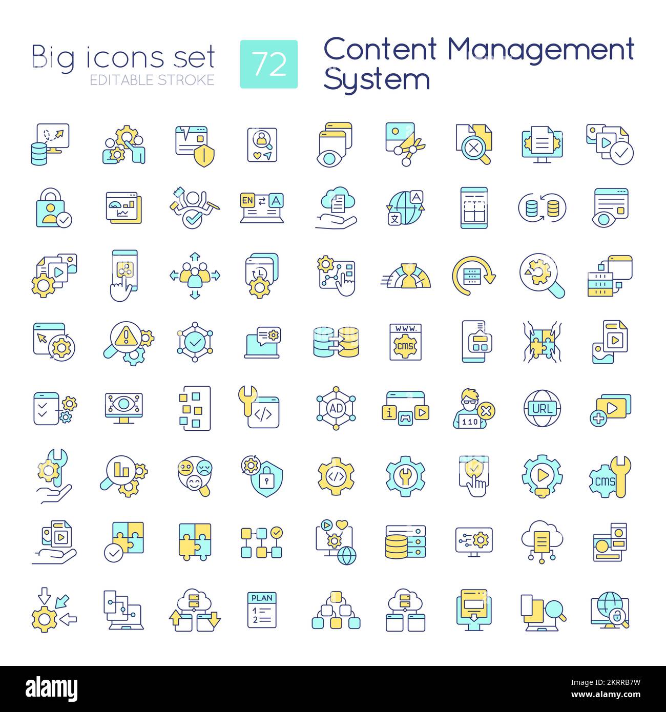 Content management system RGB color icons set Stock Vector Image & Art ...
