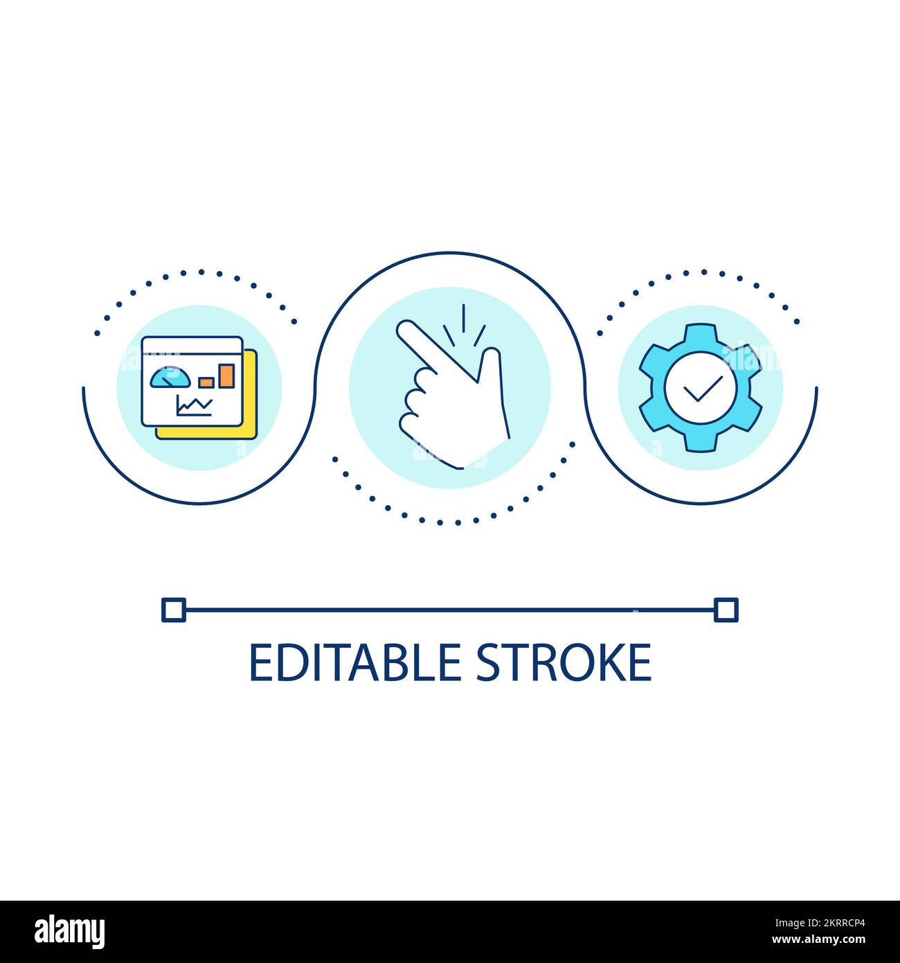 Statistical data optimization loop concept icon Stock Vector