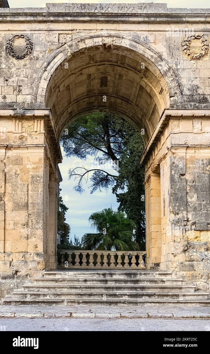 Archway at the Palace of St. Michael and St. housing The Museum of Asian Art, Corfu
