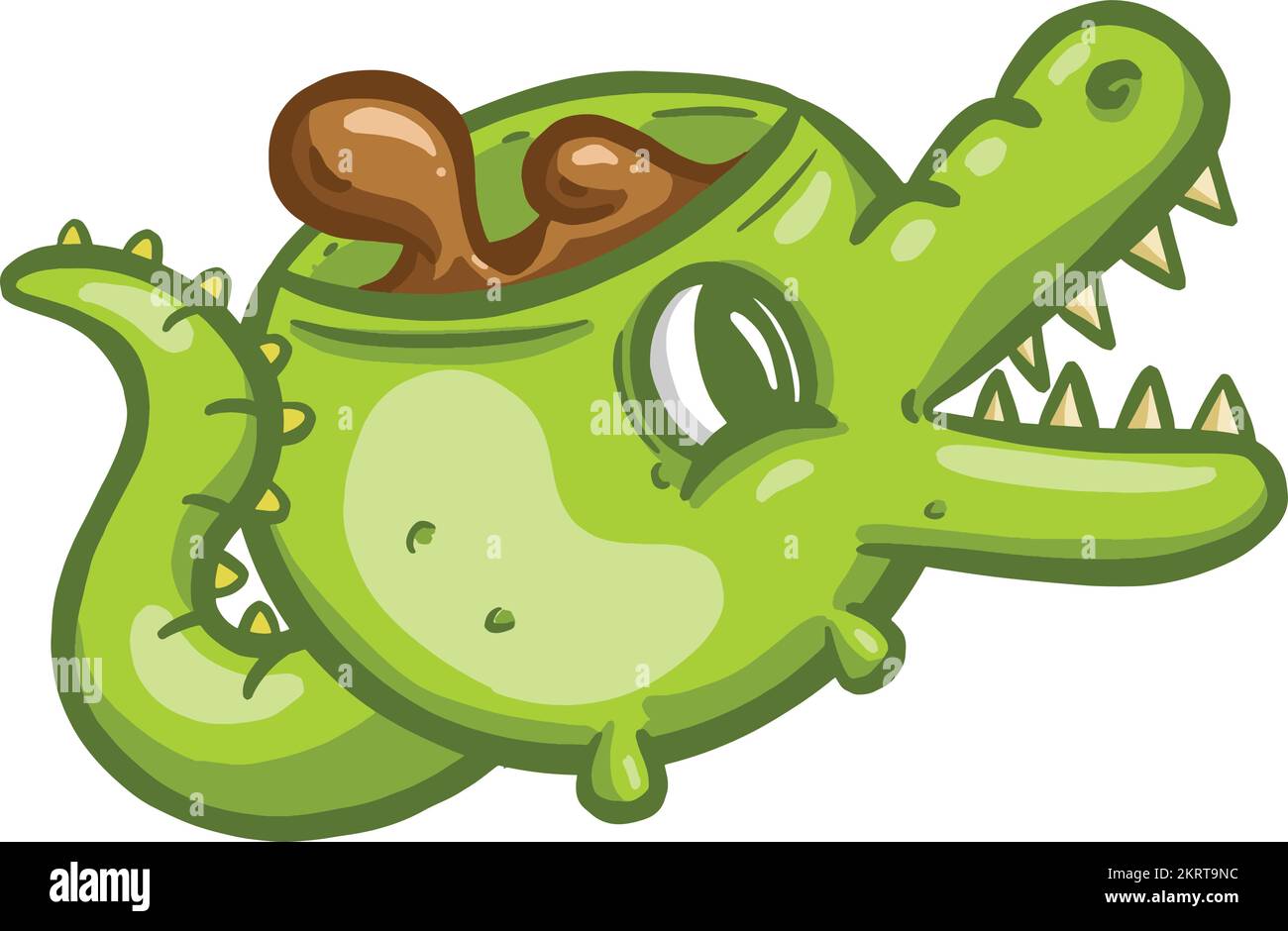 Cute Childs Coffee Cup Design Illustration in the Shape of a Crocodile Stock Vector