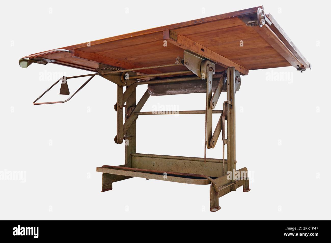Architect drawing table isolated on white with clipping path Stock ...