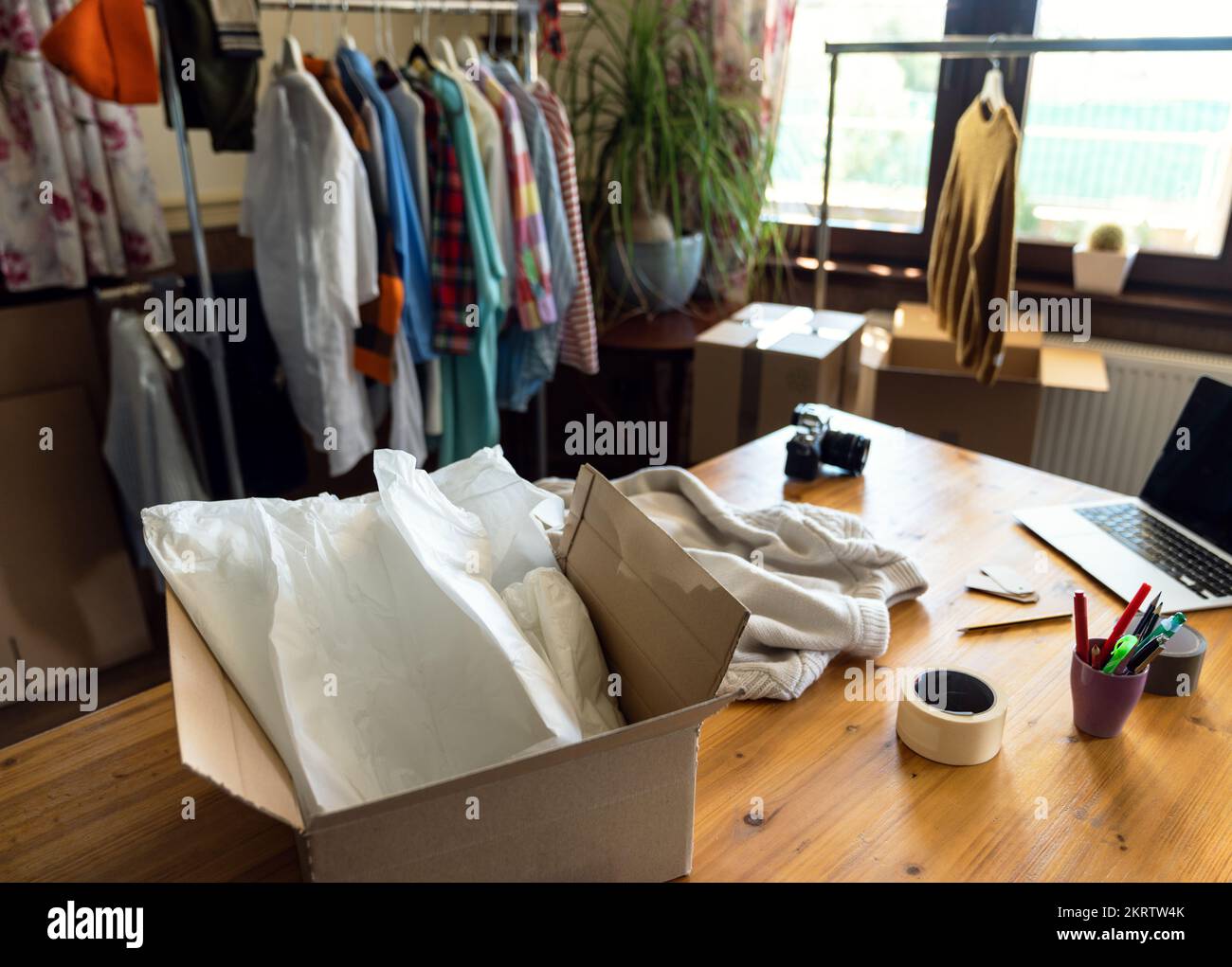 Pre owned clothes resale or donation Stock Photo Alamy