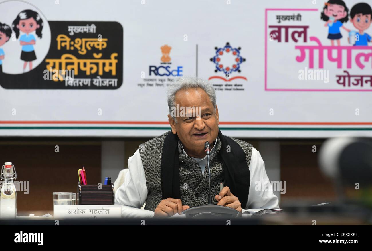 Jaipur India Nov 29 2022 Rajasthan Chief Minister Ashok Gehlot