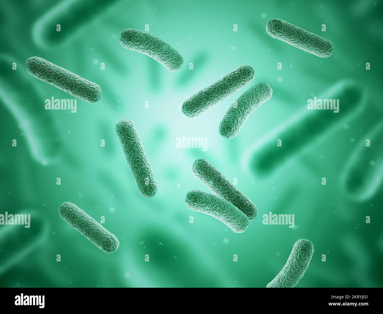 Bacteria. Bacterium. Blue color. Prokaryotic microorganisms. 3d illustration. Stock Photo