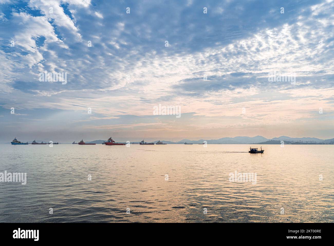 Guanabara Bay anchorage, Rio de Janeiro. Gorgeous weather with flat calm sea. Stock Photo