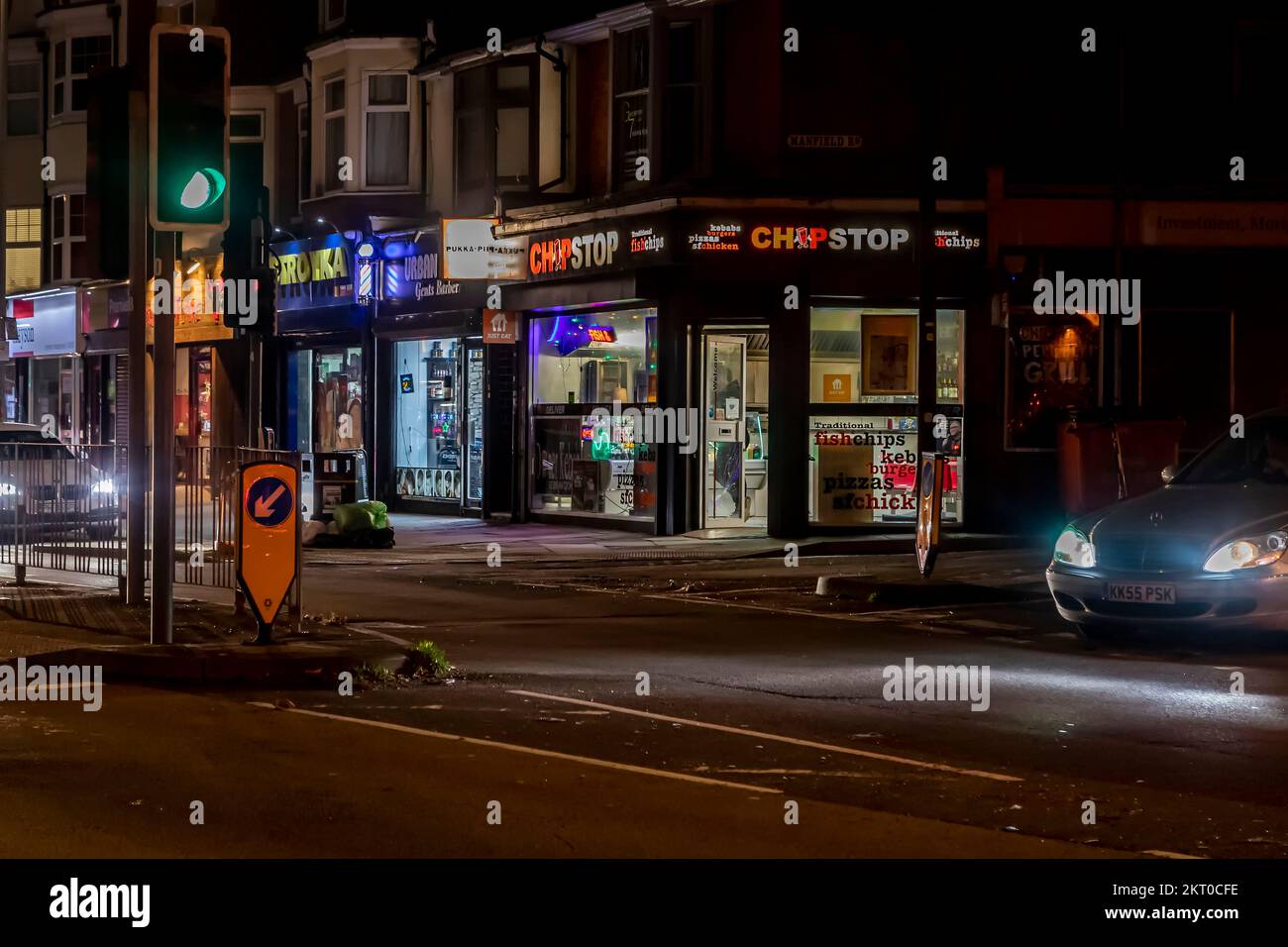 Chip shop on Wellingborough road, Northampton, England, UK Stock Photo