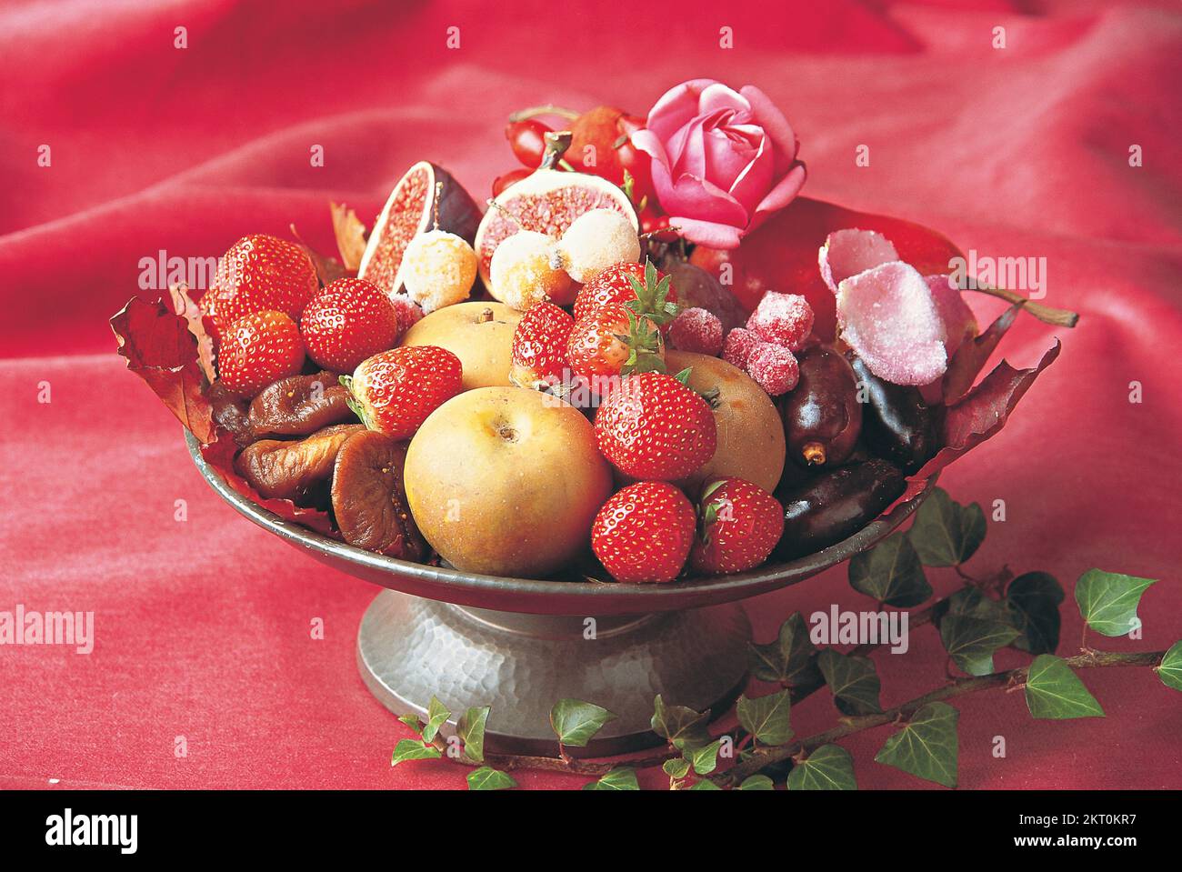 A bowl of dried and sugared fruits Stock Photo