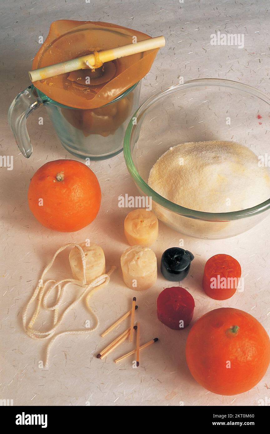 A selection of materials for the Scented Candles Stock Photo Alamy