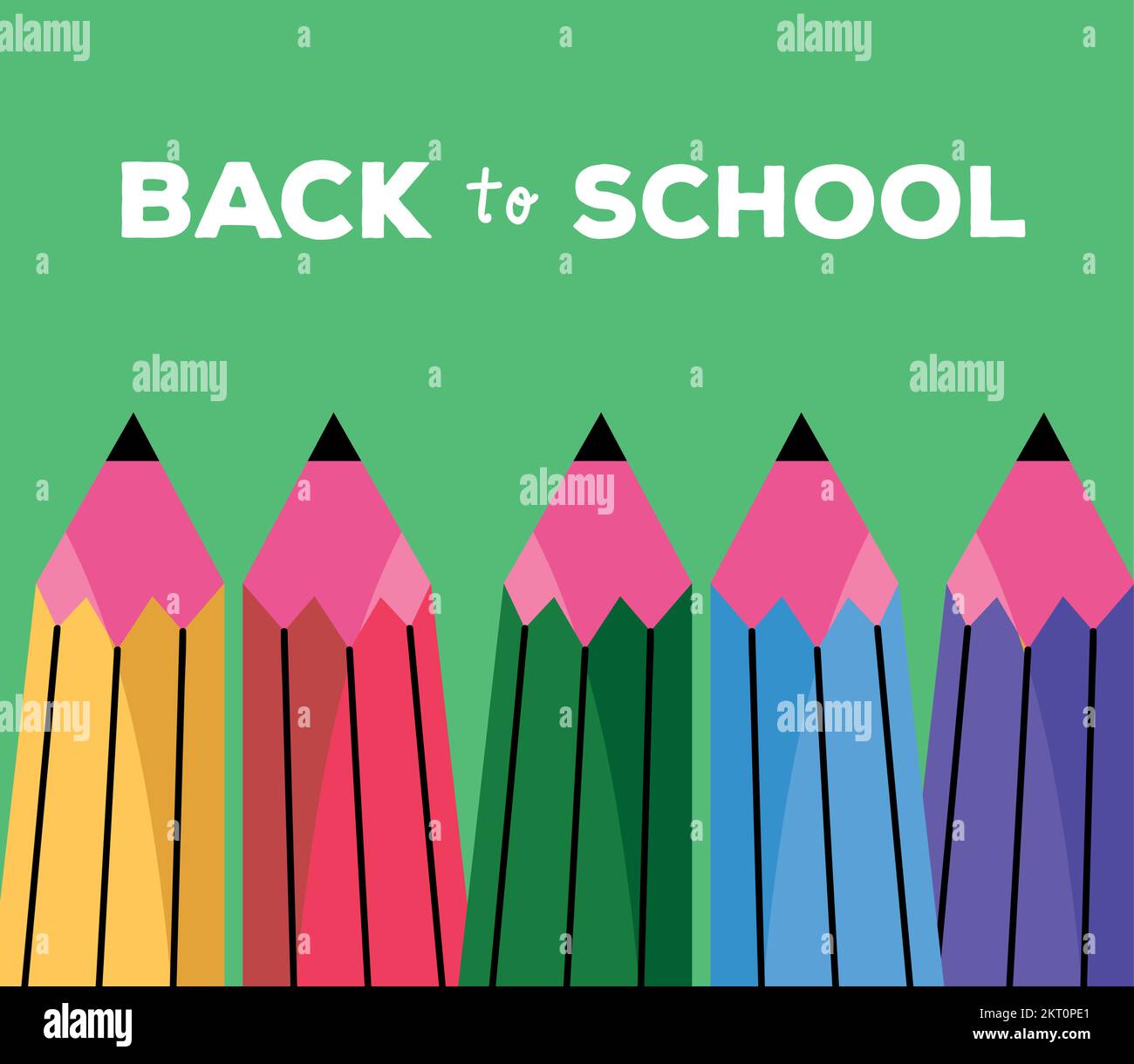 back to school lettering and colors pencils icons Stock Vector Image ...