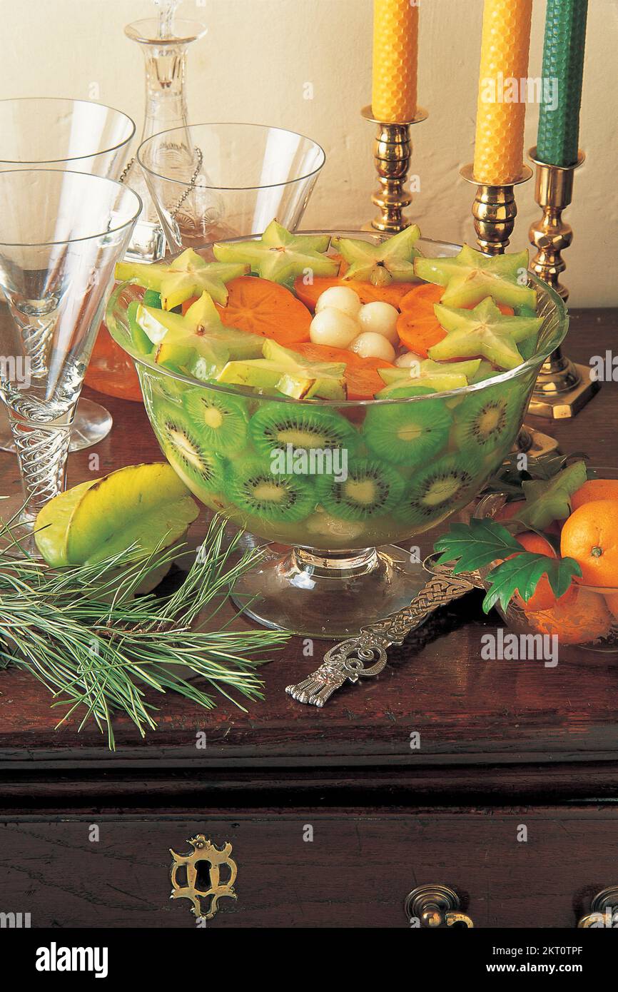 Fruit salad in a glass bowl Stock Photo - Alamy