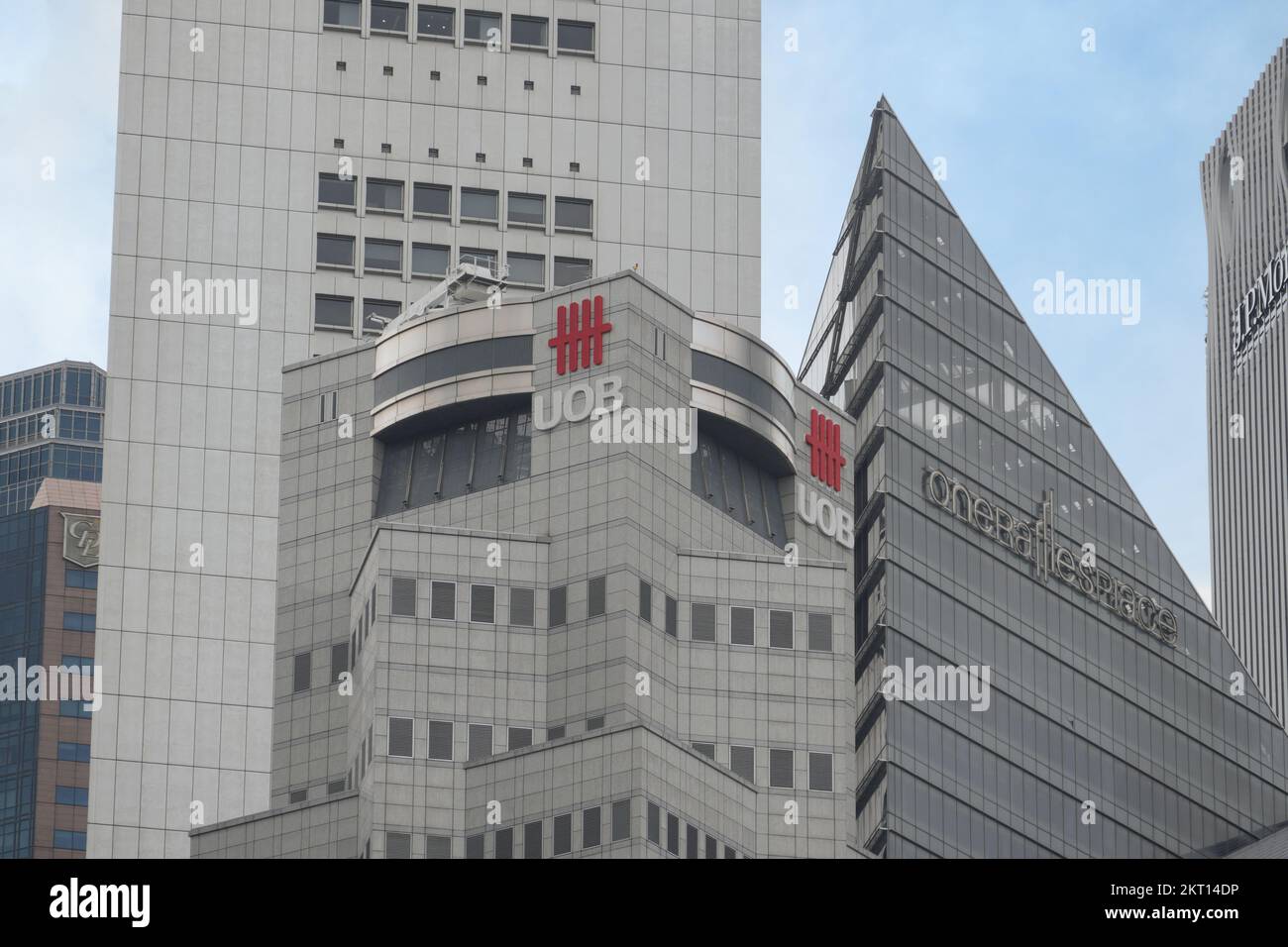 Singapore 1 june 2022. UOB bank logo on financial building Stock Photo
