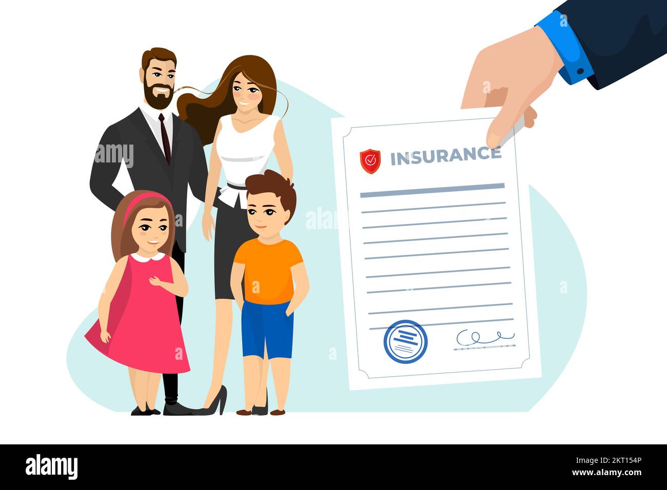 Family life and health insurance policy. Parents and children medical