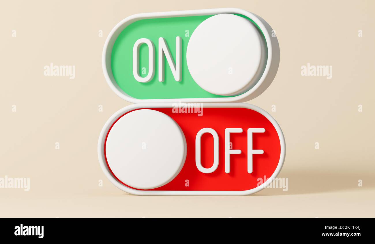 red and green on and off toggle switches. 3D Rendering Stock Photo - Alamy