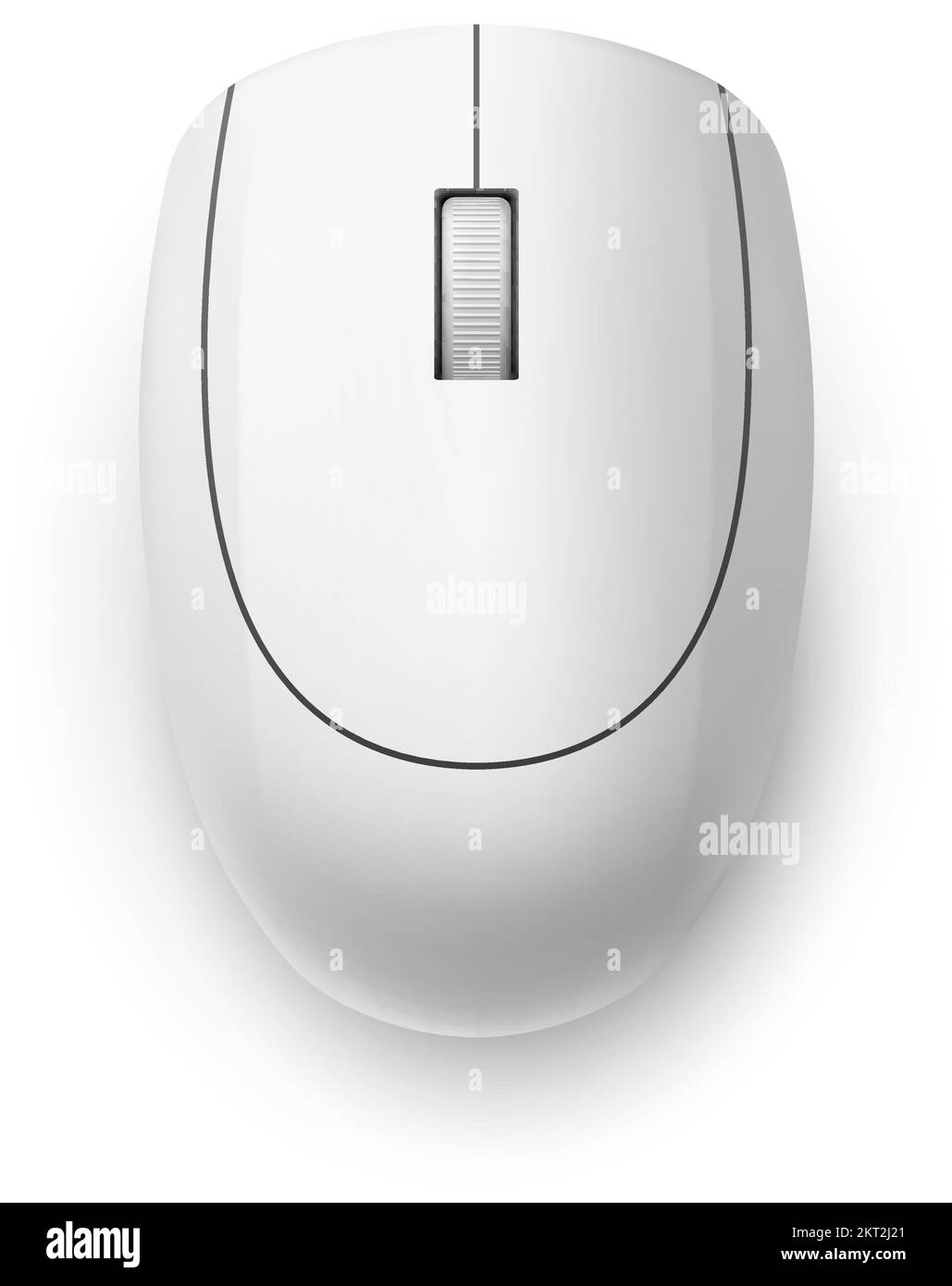 White Realistic Wireless Computer Mouse. Top View. Matte Finish Soft