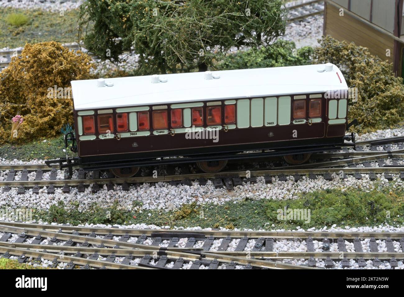 A model of a victorian model railway carriage Stock Photo Alamy