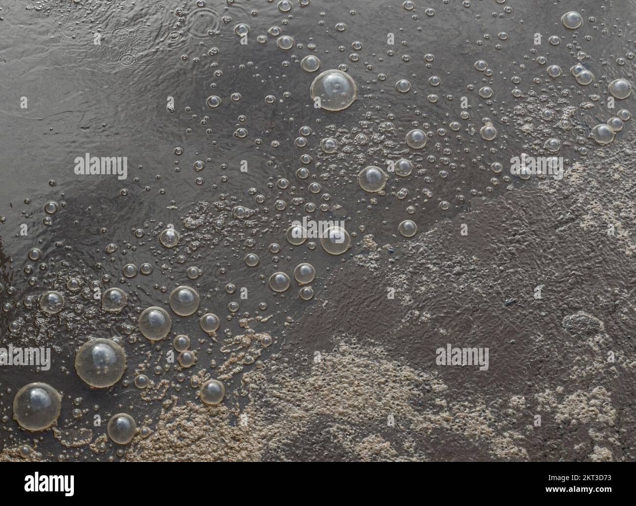 Bubbles in waste water treatment plant tanks using aeration in Aerobic Wastewater Treatment, Norristown Pennsylvania, USA Stock Photo