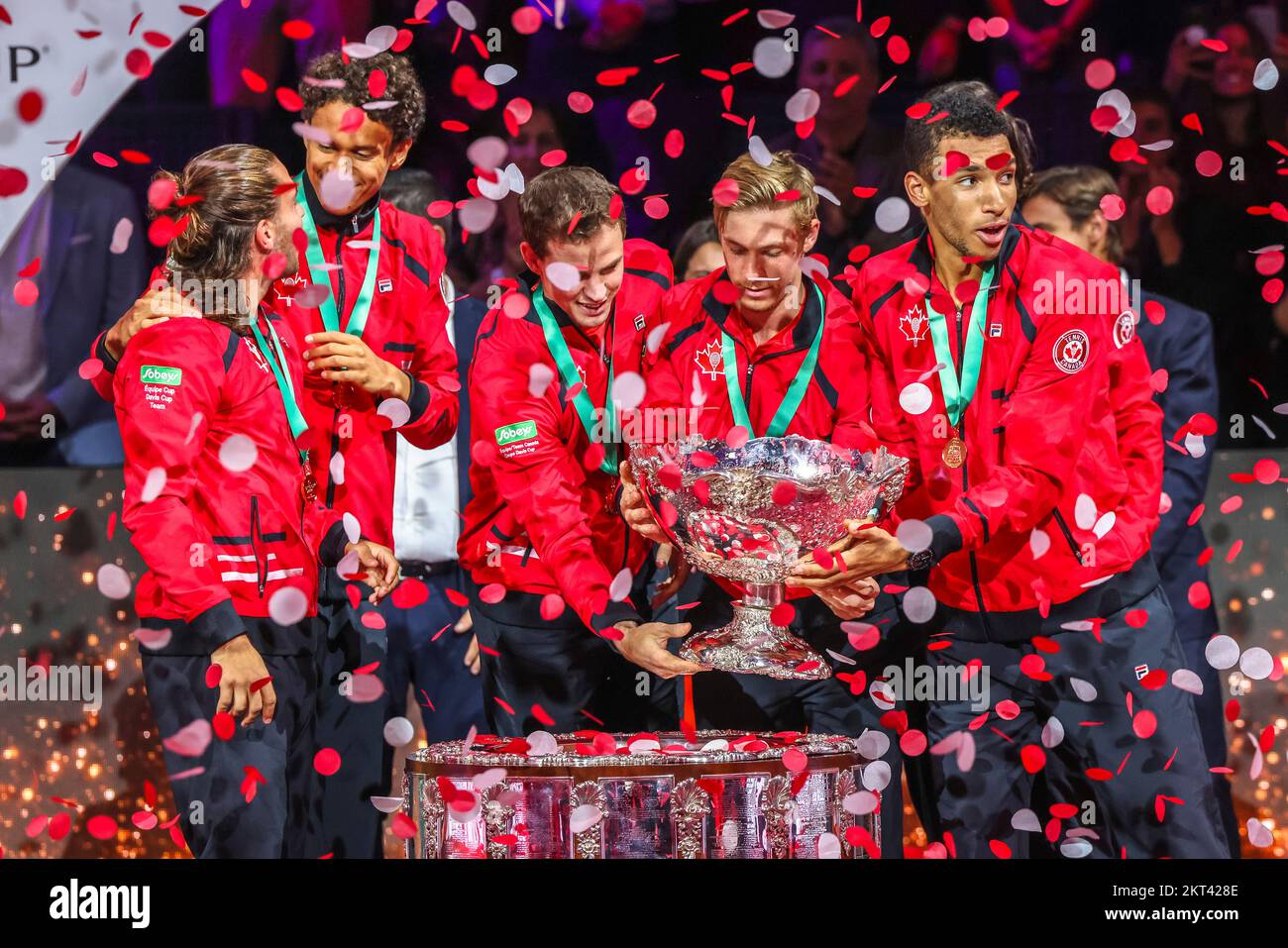 The canadian team celebrates its first ever Davis Cup final victory in