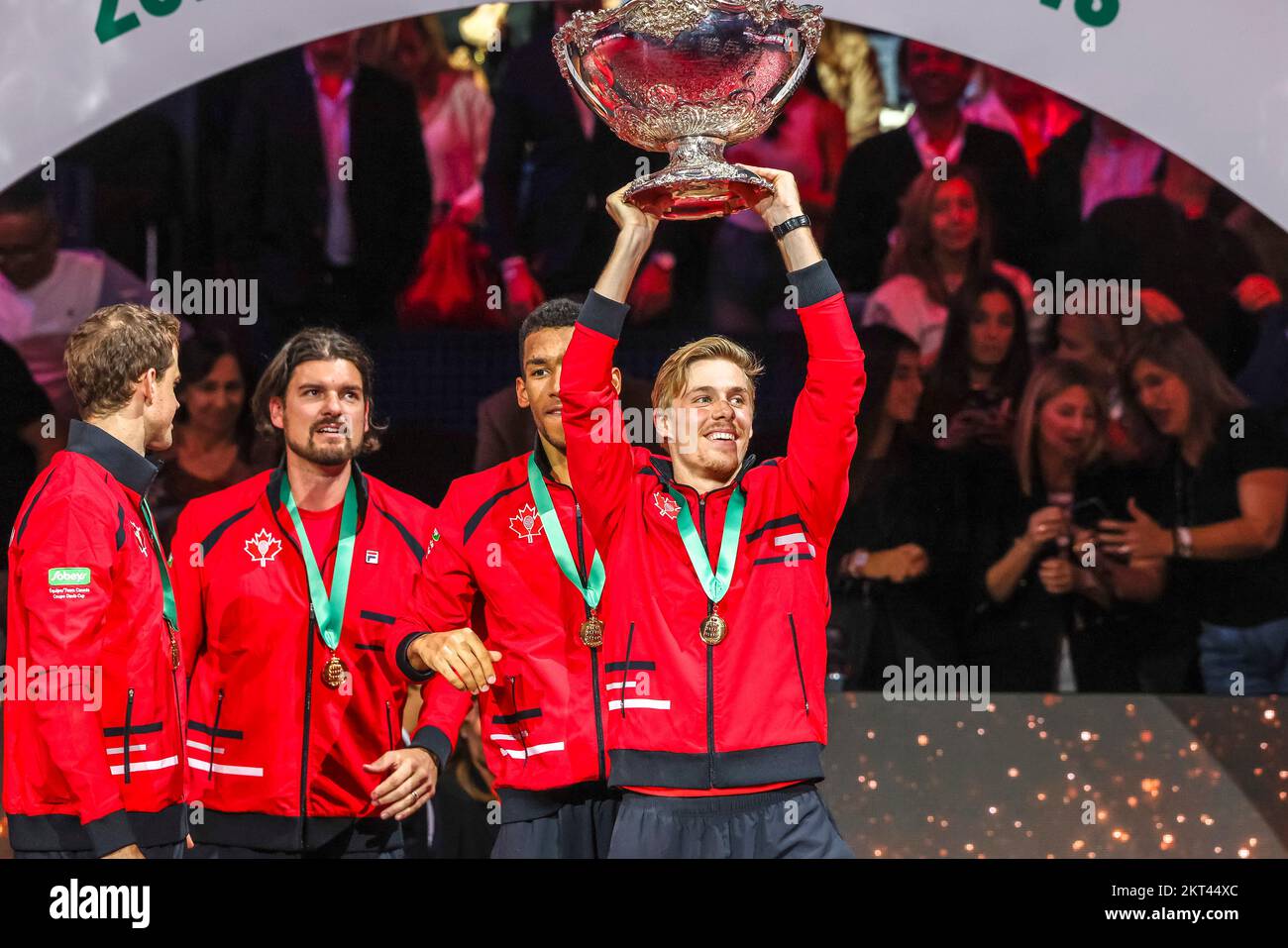 The canadian team celebrates its first ever Davis Cup final victory in