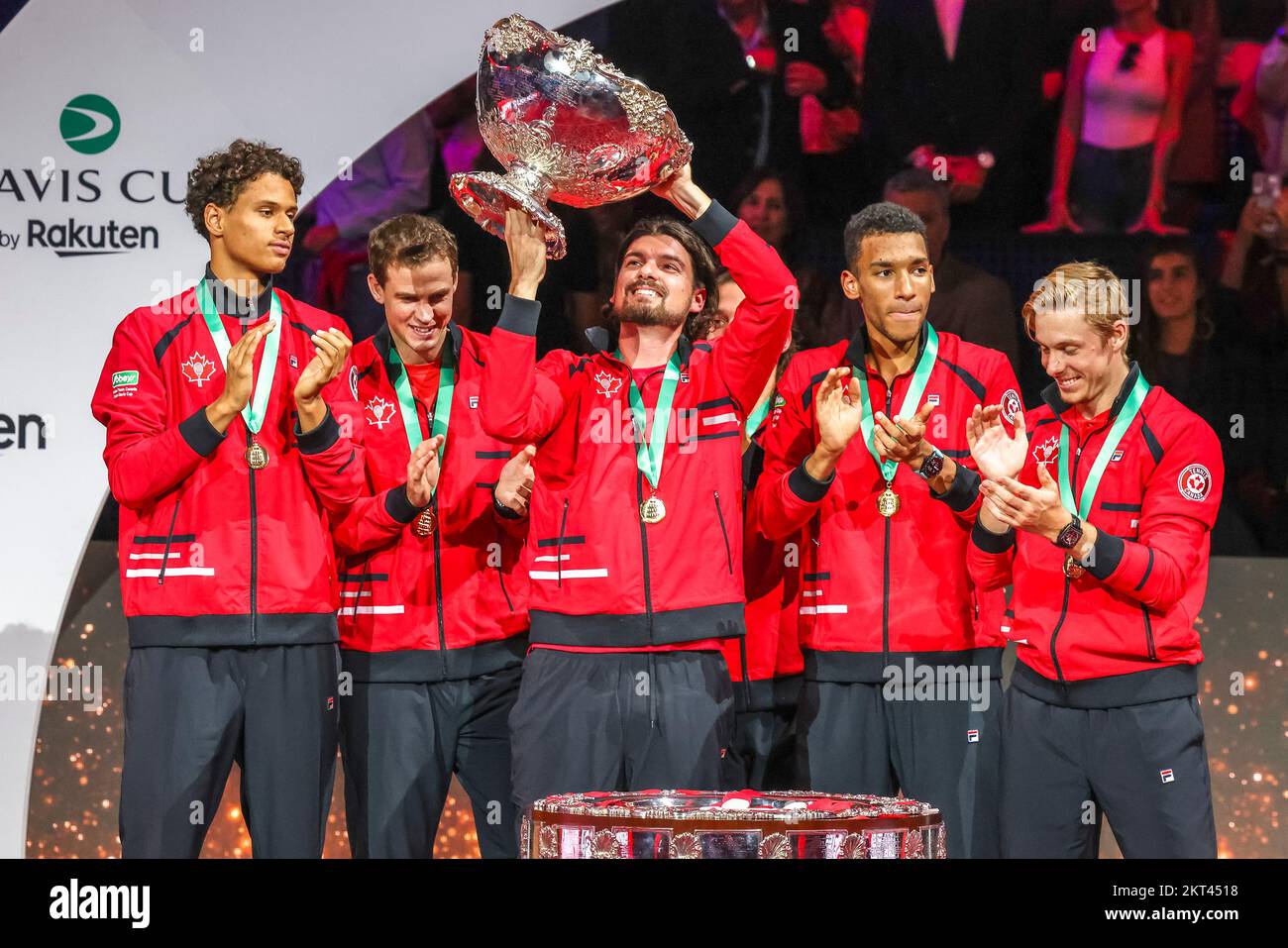 The canadian team celebrates its first ever Davis Cup final victory in