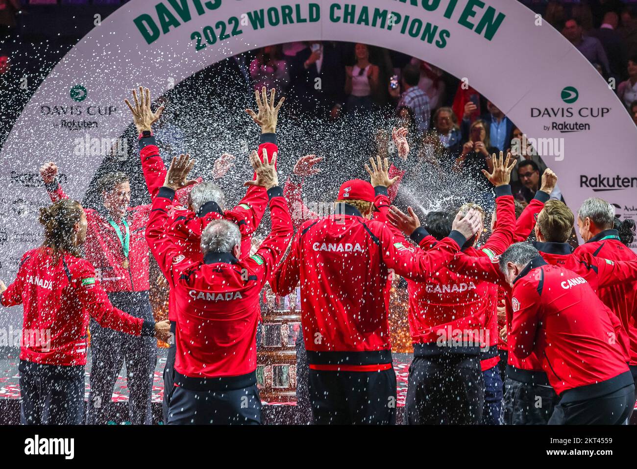 The canadian team celebrates its first ever Davis Cup final victory in