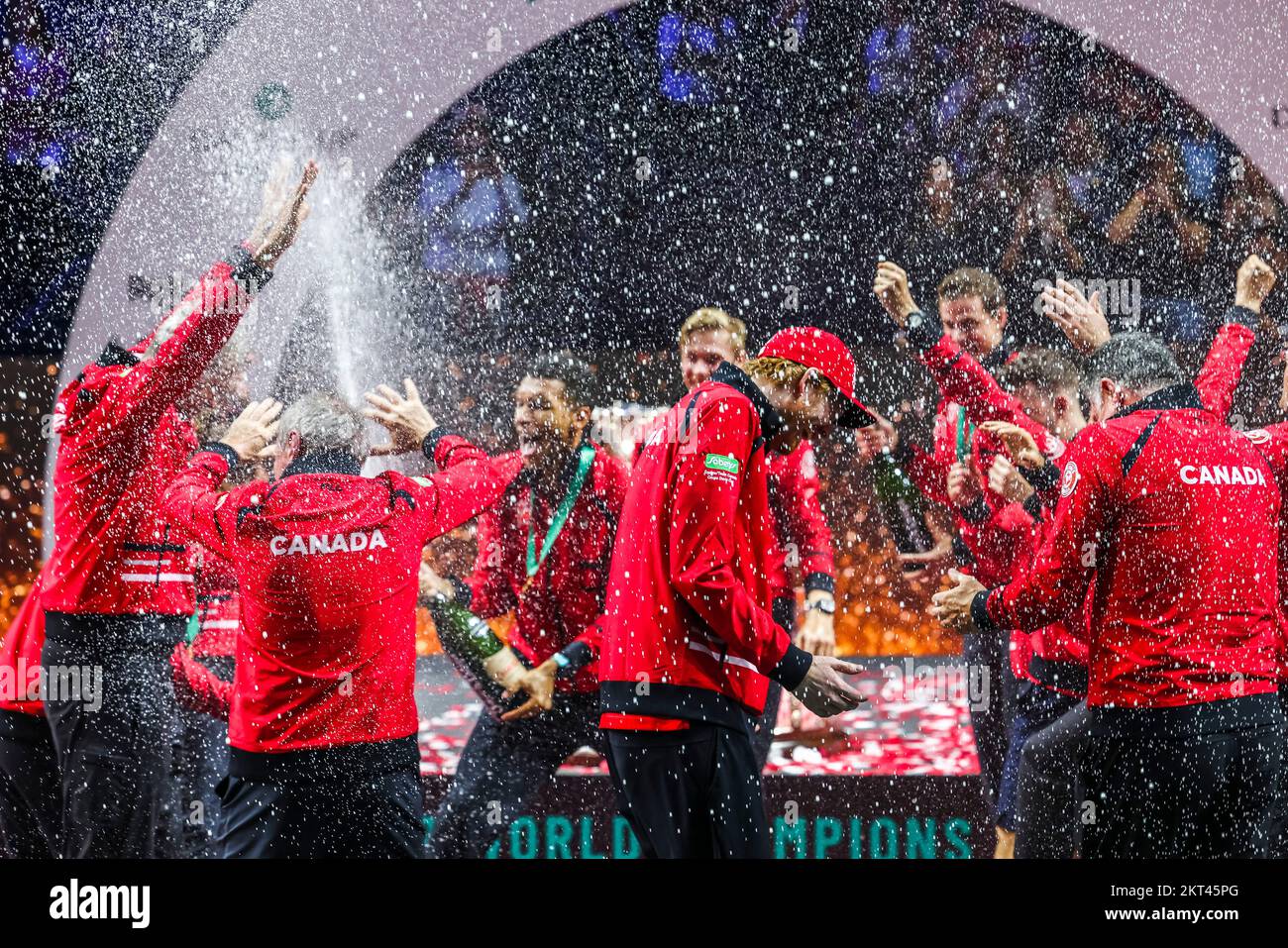 The canadian team celebrates its first ever Davis Cup final victory in