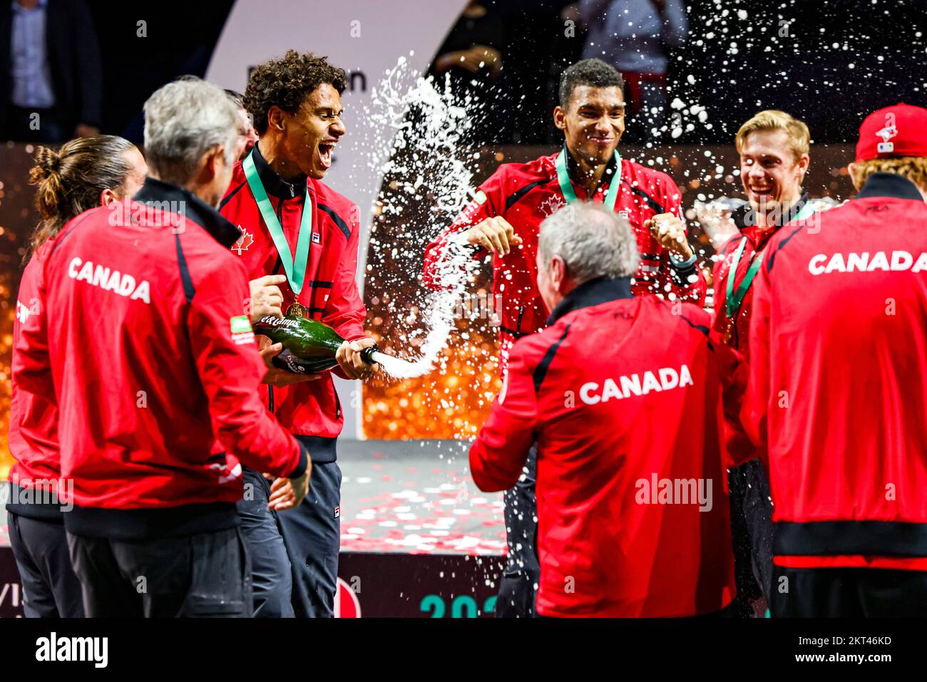 The canadian team celebrates its first ever Davis Cup final victory in