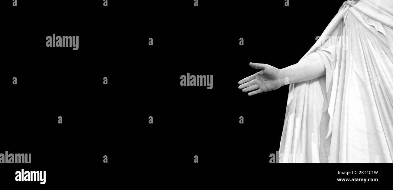 Statute of Hand of Jesus with black background nail marks from