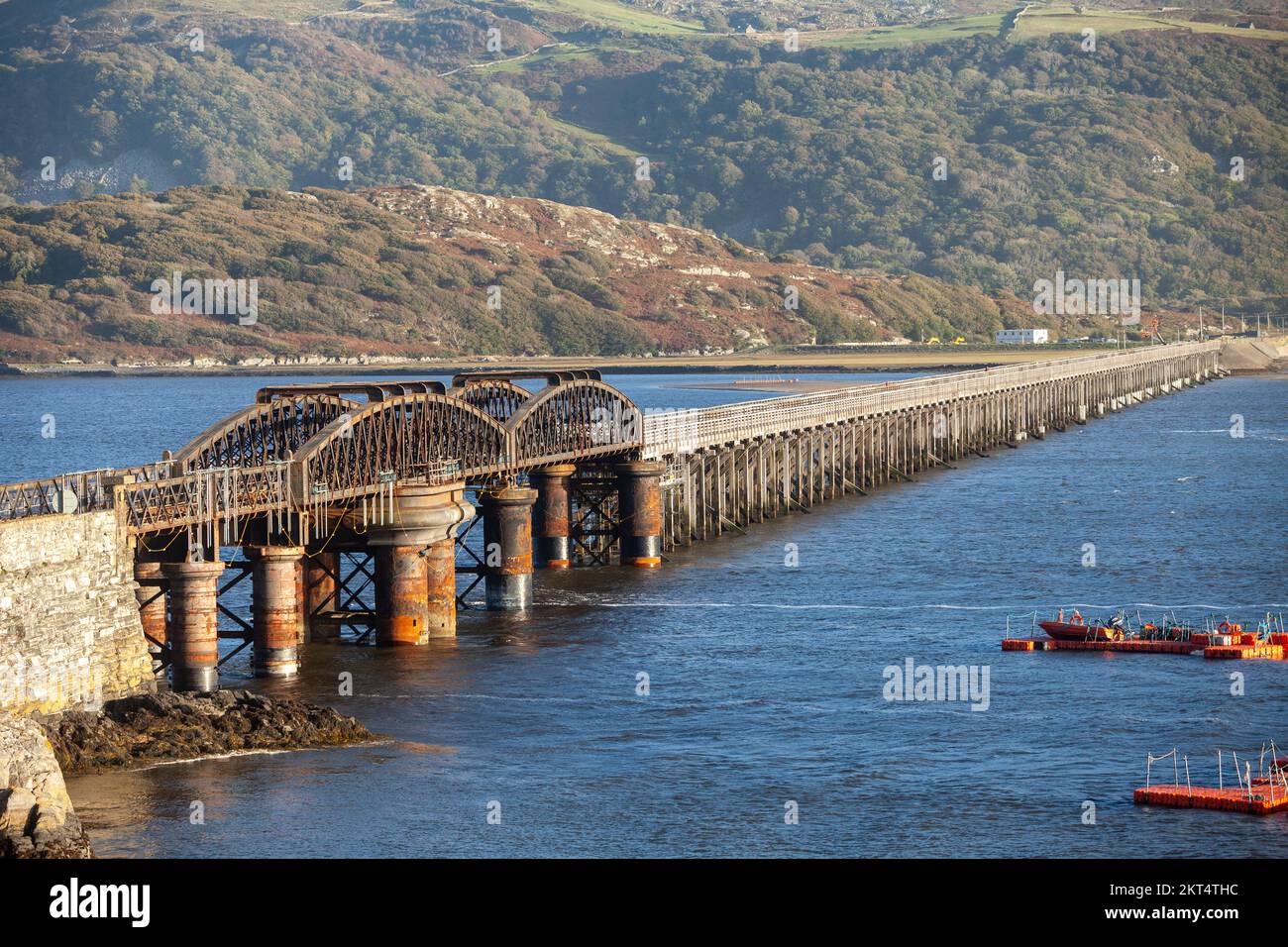 the Barmouth toll bridge across the Afon Mawddach river, Barmouth