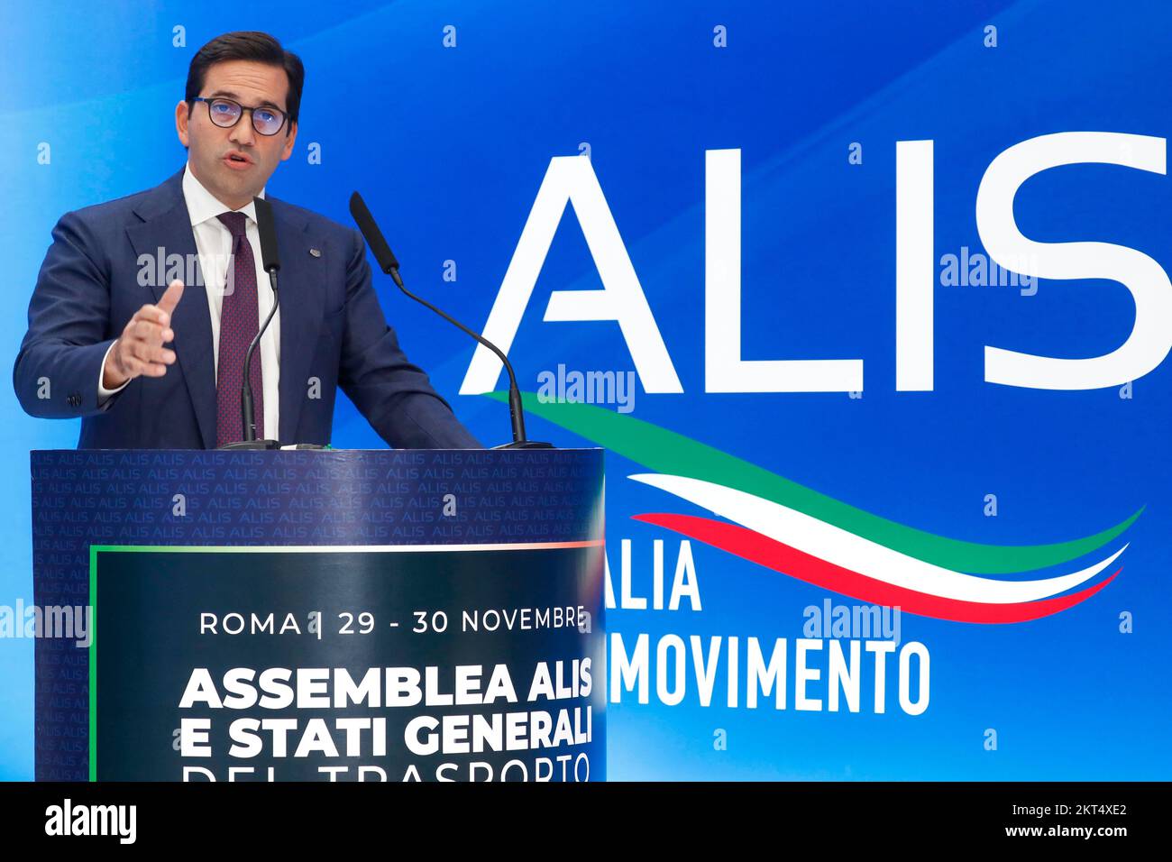 Italy, Rome, November 29, 2022 : The shipowner Guido Grimaldi (Grimaldi Group), President of ALIS (Logistics Association of Sustainable Intermodality), participates in the Alis Assembly and States General of Transport.    Photo Remo Casilli/Sintesi/Alamy Live News Stock Photo