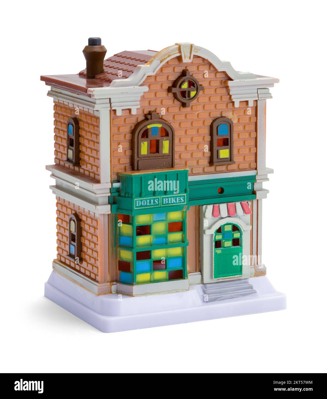 Plastic Toy Shop Miniature Building Christmas Ornament. Stock Photo
