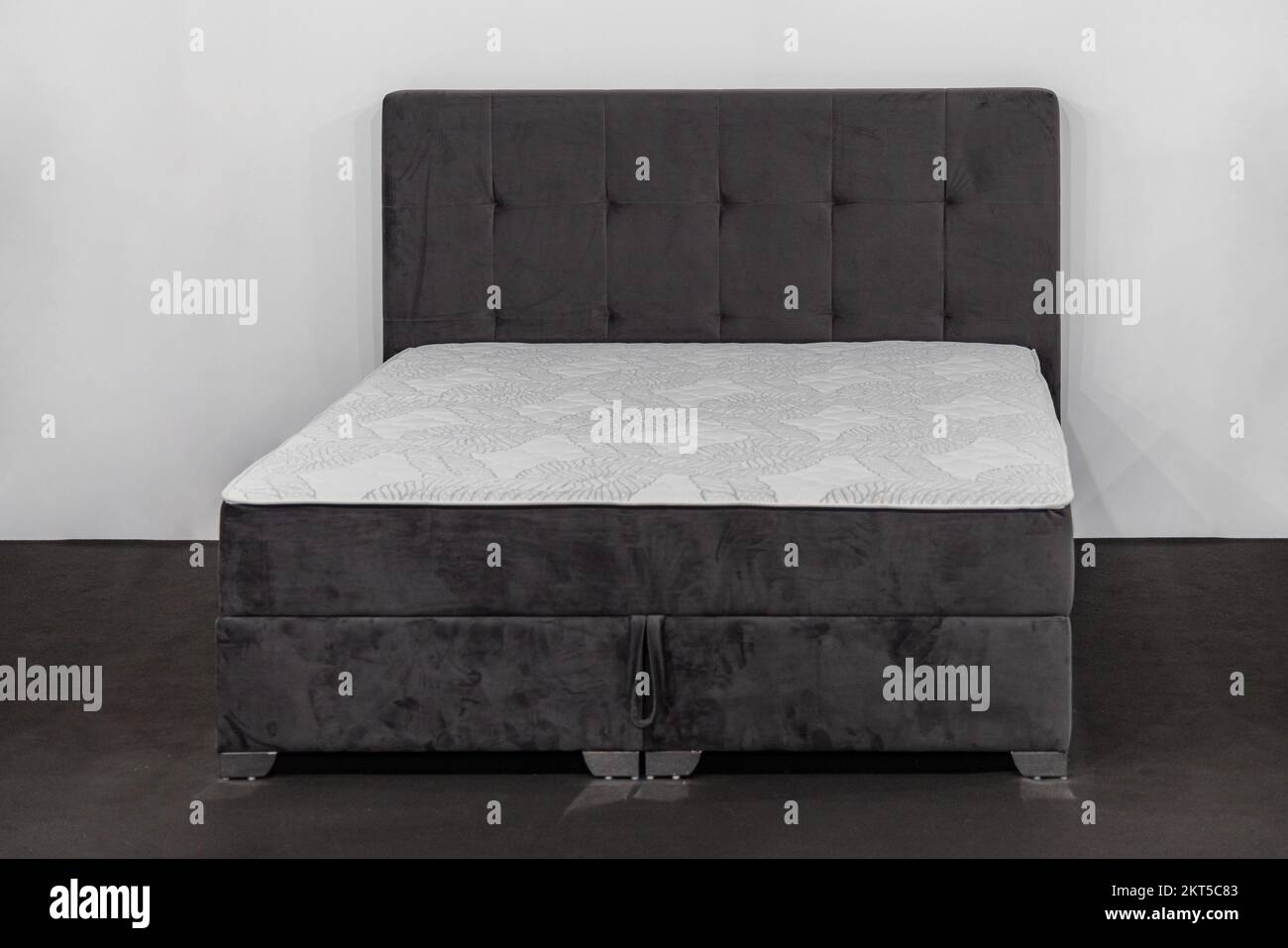 Large Bed in Black and White Bedroom Minimalist Home Stock Photo Alamy