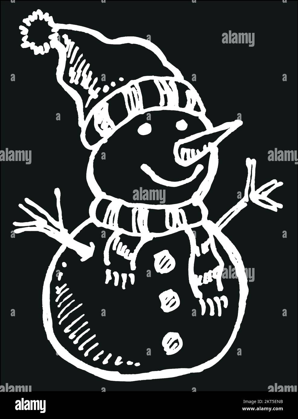 Snowman freehand drawn Stock Vector