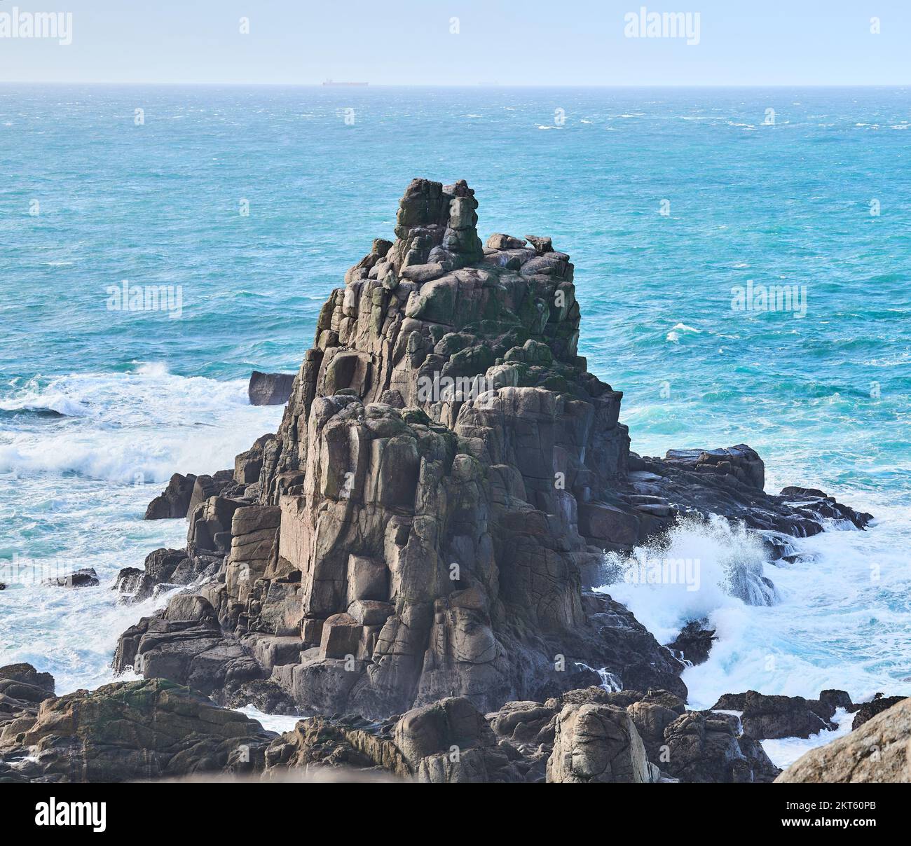 Rock formation named Dr Syntax's Head at Lands End, Cornwall, England ...