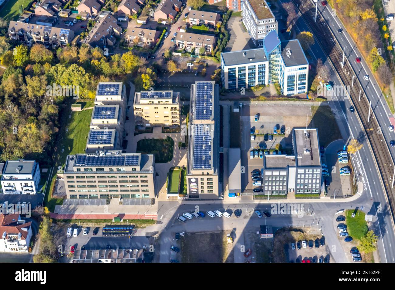 Aerial view, Seven Stones Quartier, construction site and new construction  of a building complex in modular construction at the community campus, poli  Stock Photo - Alamy