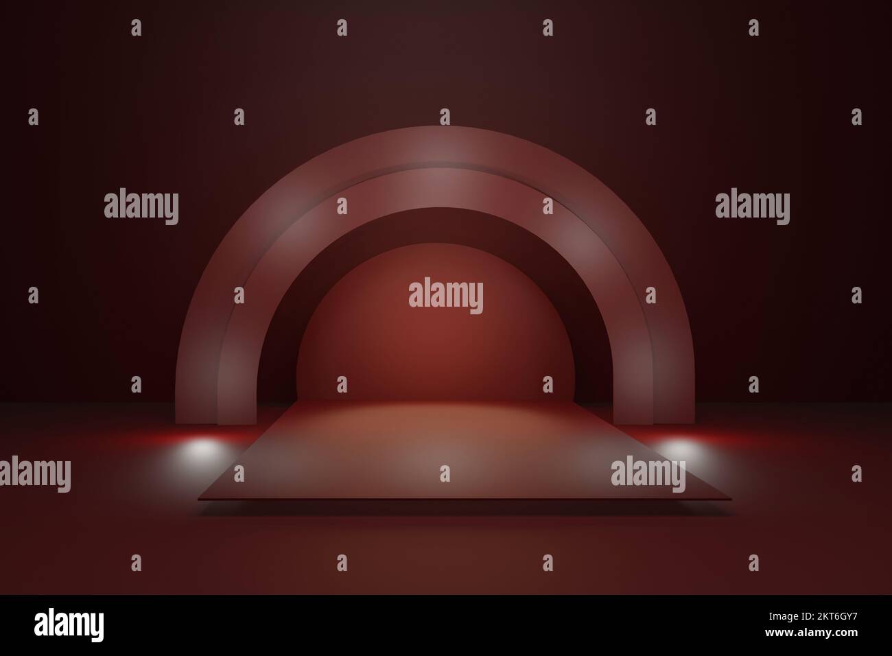red scene template copy space empty stage platform for marketing