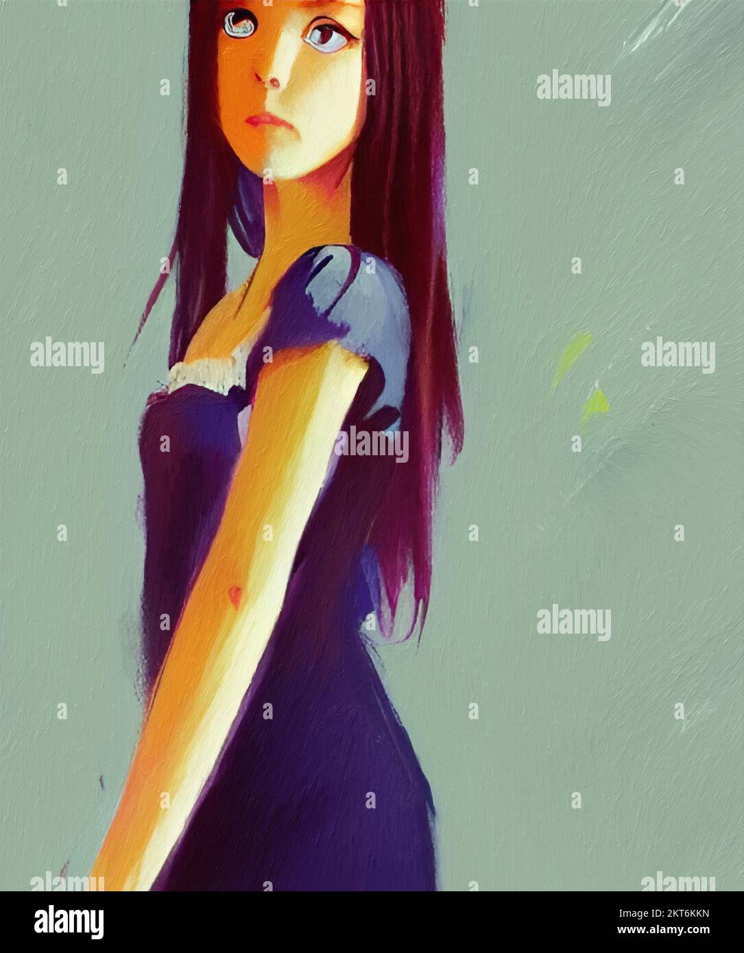 Illustration of beautiful stylish cartoon anime girl portrait Stock Photo -  Alamy
