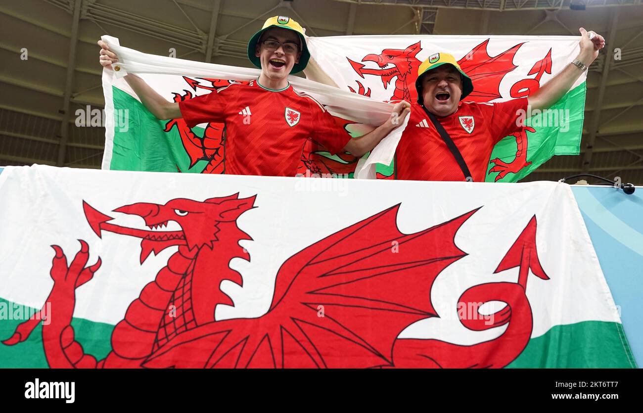 Welsh Fans Wales fans in the stands ahead of the FIFA World Cup Group B match at ...