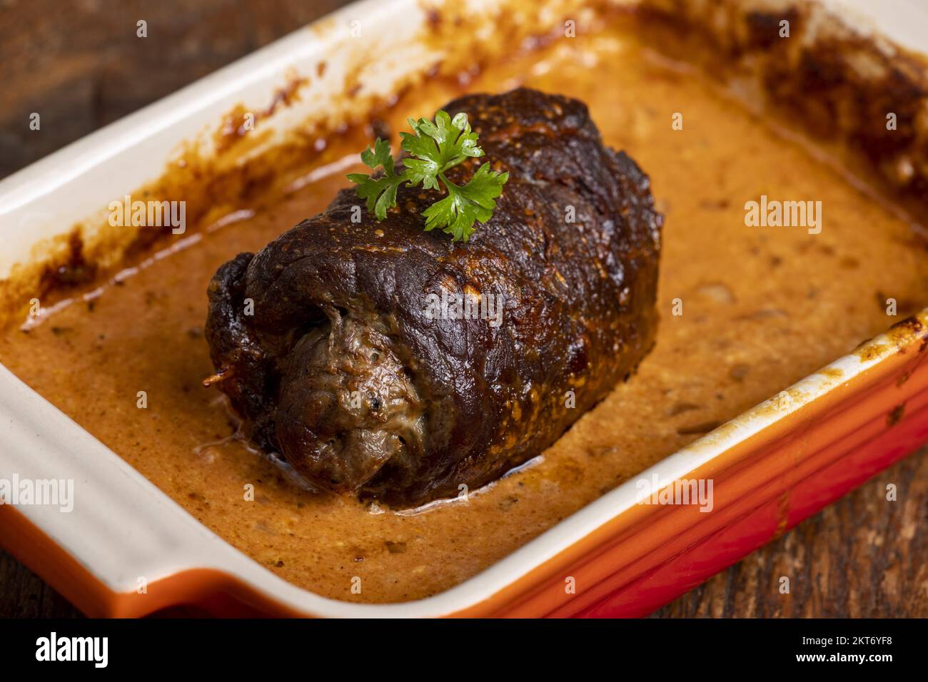 German Meat Roulade In Casserole Stock Photo Alamy