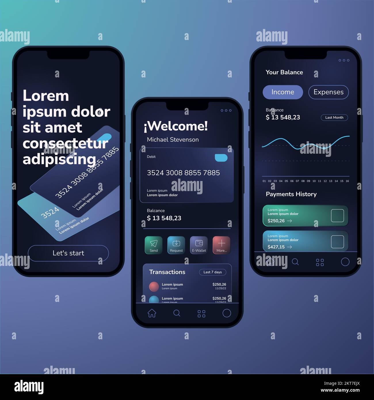 Colored business mobile app ui mockup template Vector Stock Vector ...