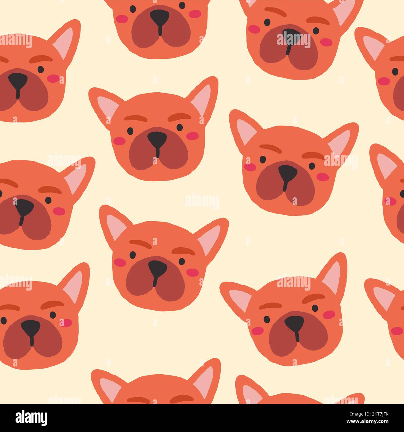 Vector seamless pattern with French bulldogs on light background. Vector illustration Stock Vector
