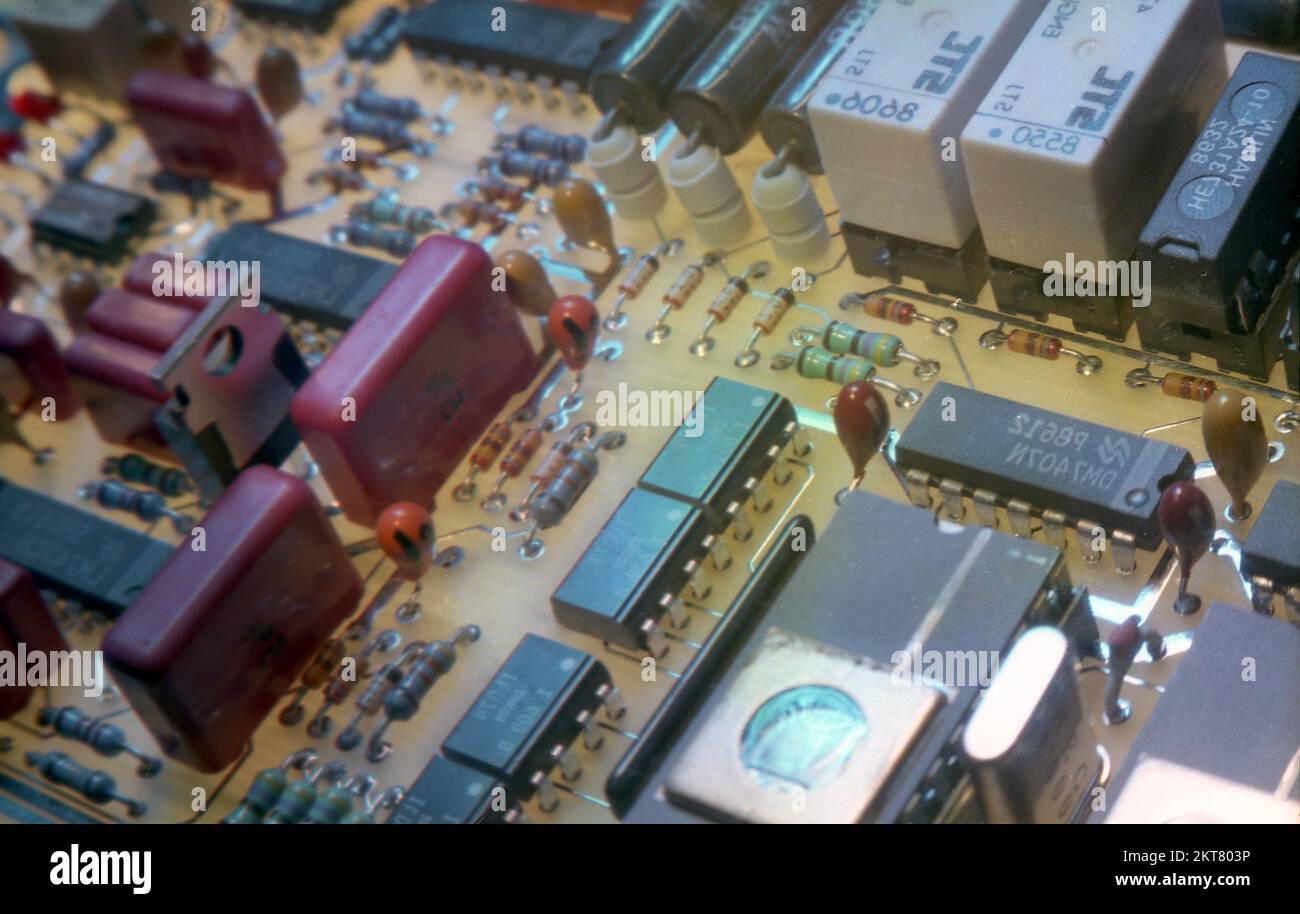 1980s, historical, view of a circuit board of the era Stock Photo - Alamy