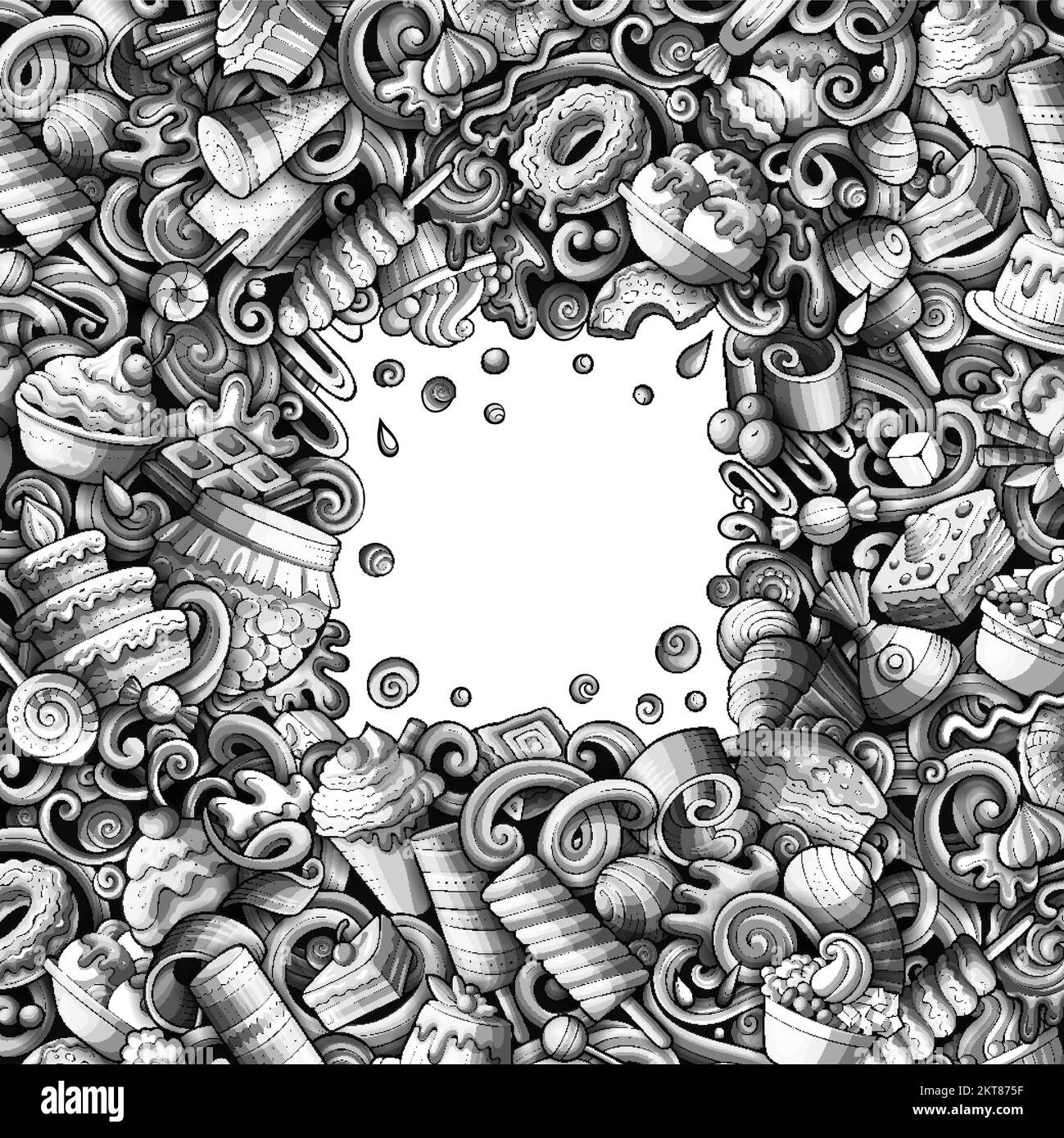 Sweet food cartoon vector doodles frame Stock Vector Image & Art - Alamy