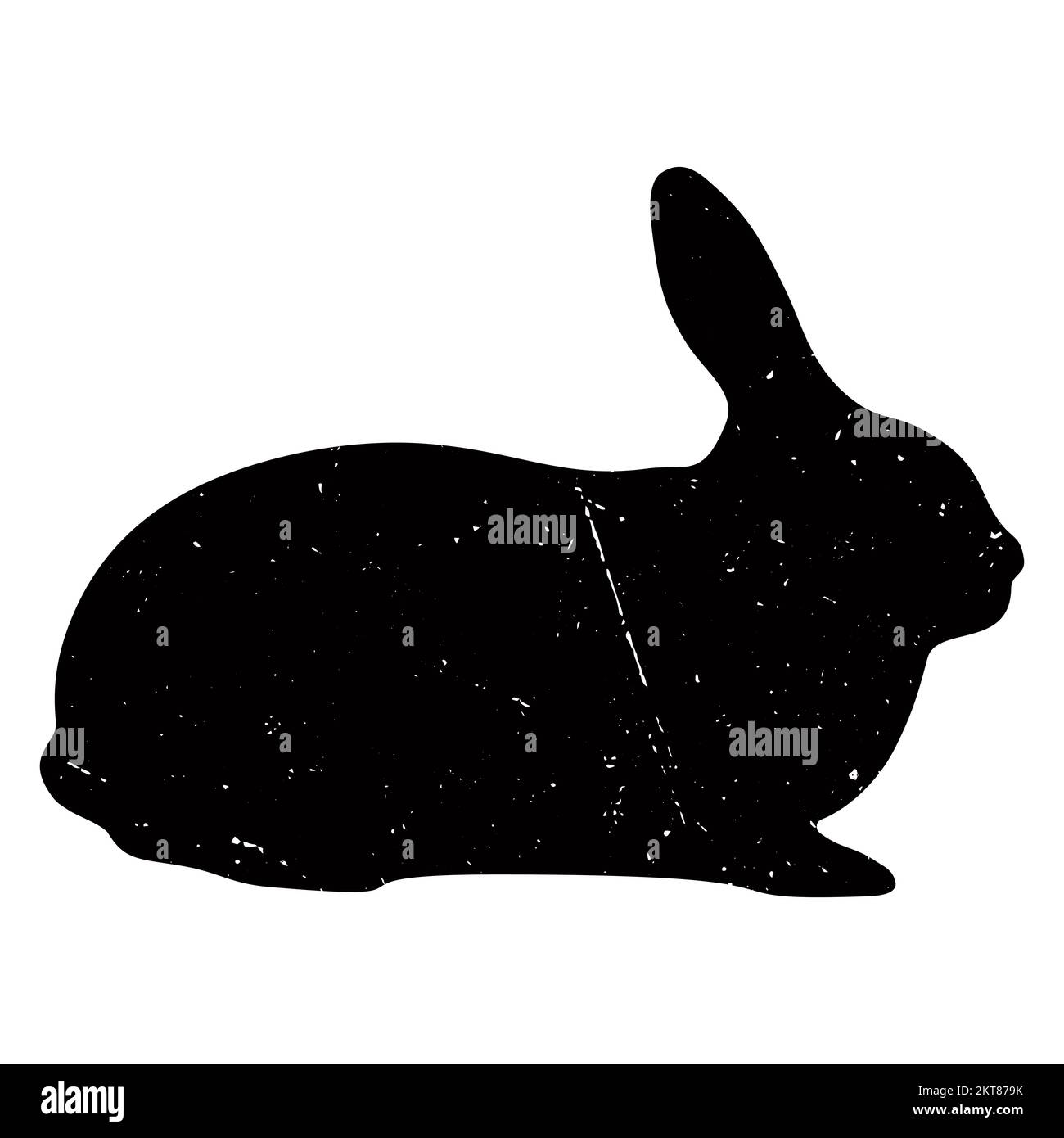 Black side silhouette of a rabbit, highlighted on a white background